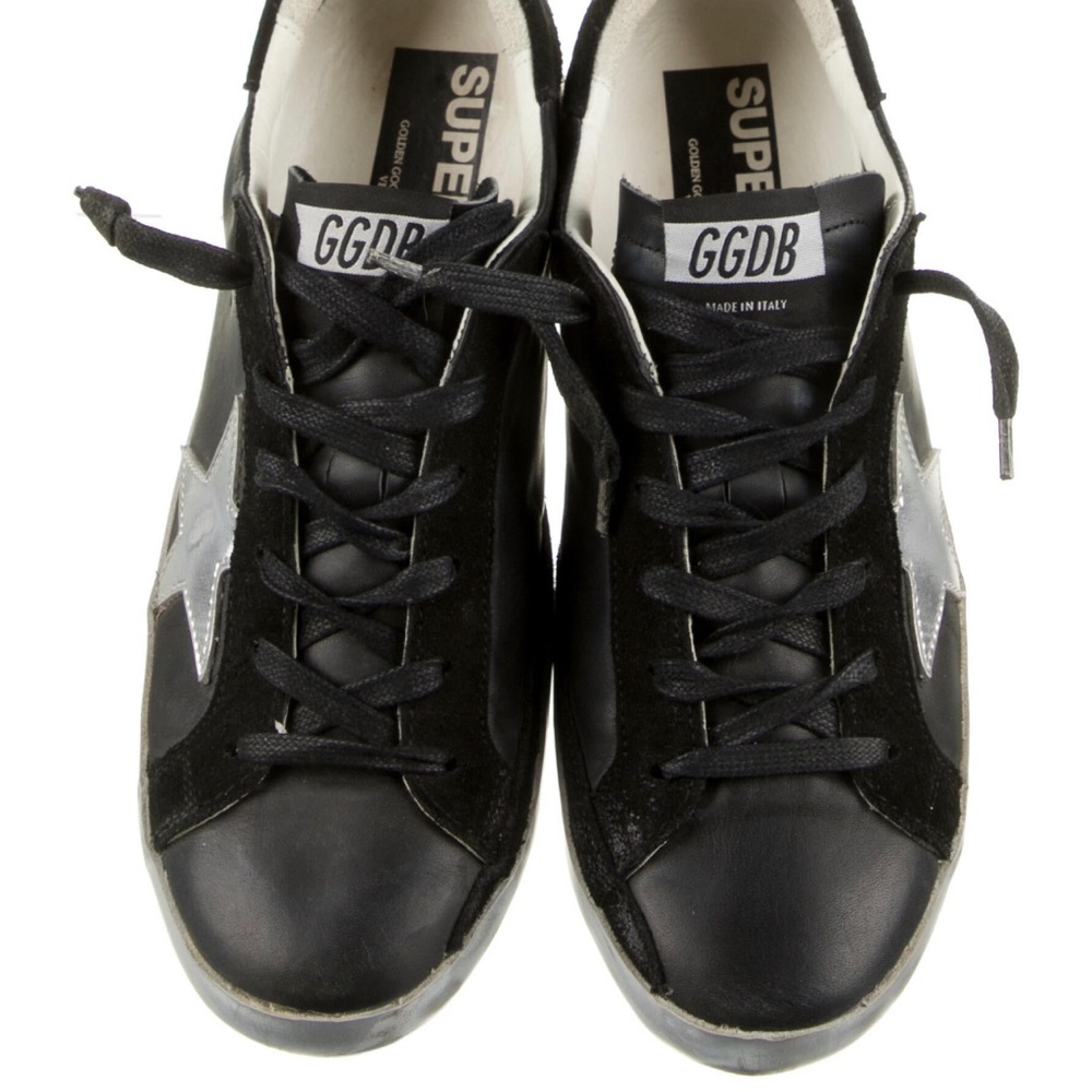 Golden Goose Silver and Black Sneakers